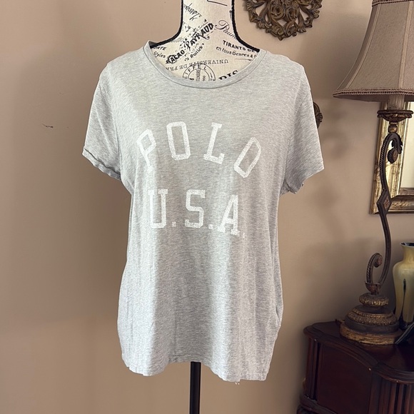 Polo by Ralph Lauren Light Gray USA T-shirt, Sz L - Picture 1 of 7